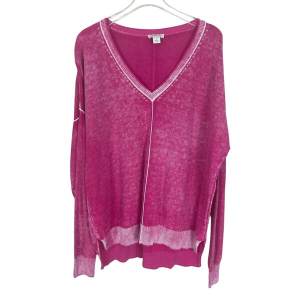 Sundance Samantha V-Neck Cotton Sweater Washed Pink Size Large Boho Chic - Picture 4 of 14